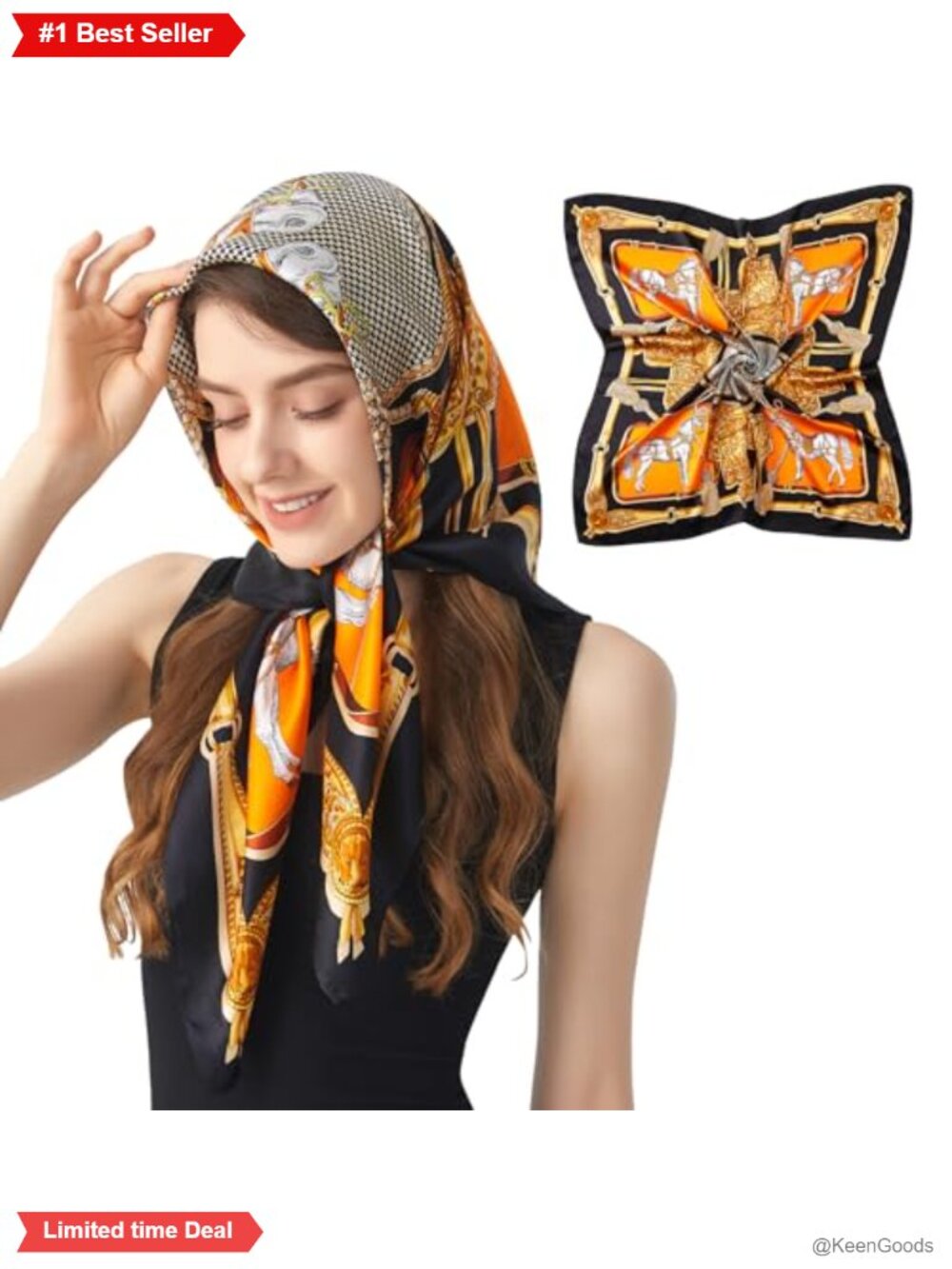 100% Mulberry Silk Head Scarf 35x35 Square Hair Scarf Lightweight Bandana Large